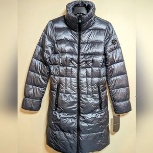 Bernardo Packable Lightweight Gray Blue Primaloft Down Jacket Hip-length S